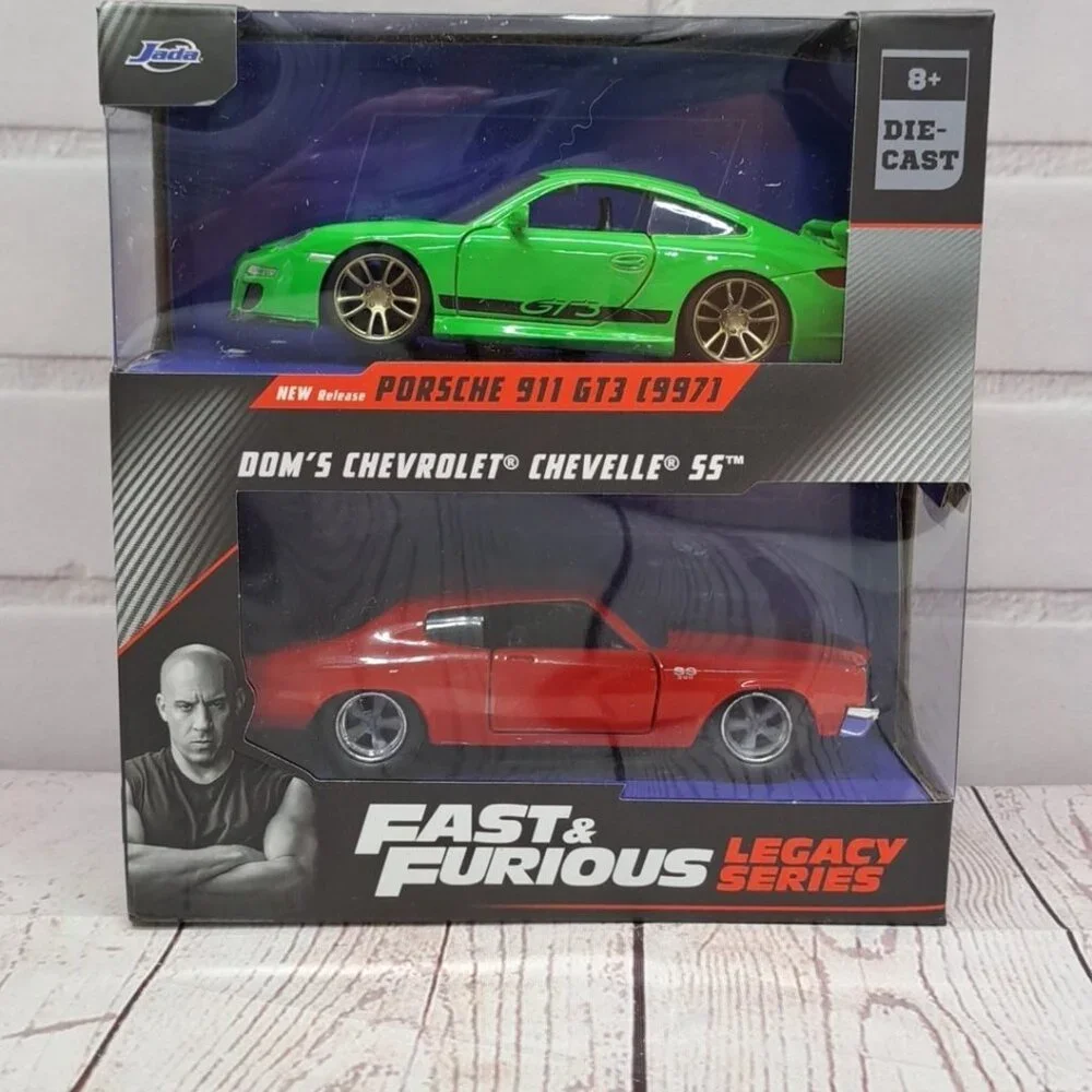 Jada Toys Fast & Furious Legacy Series Porsche 911 GT3 Green & Dom's Chevelle SS